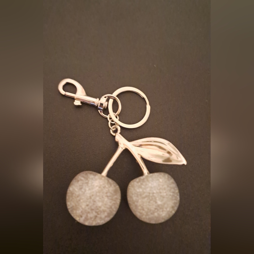 Silver Cherry Keychain charm NWOT